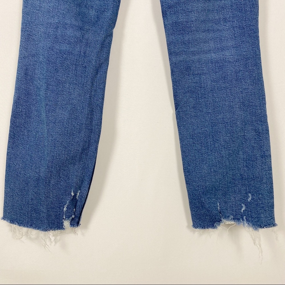Free People High Waisted Slim Straight Leg Distressed Denim Jeans - Picture 10 of 12